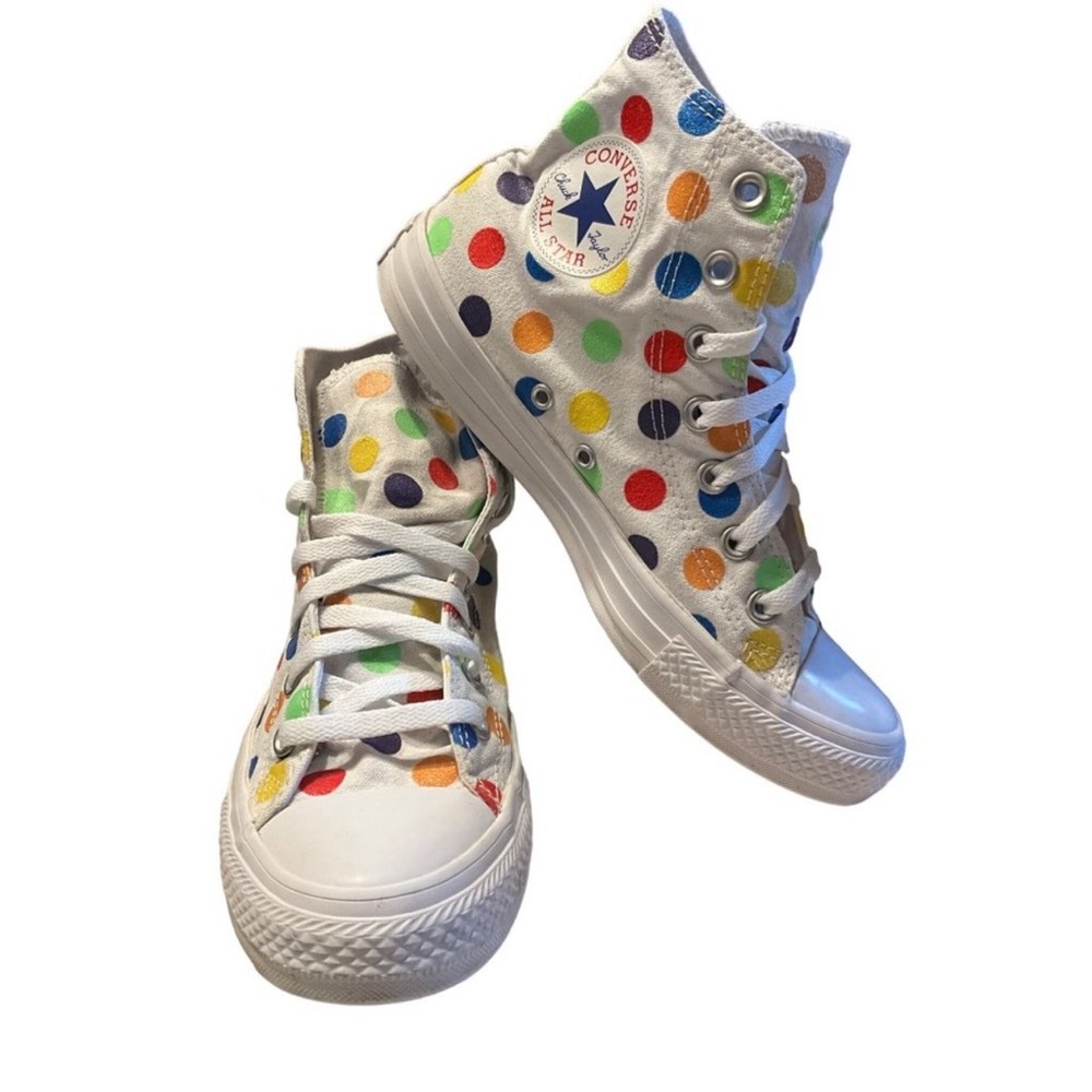 🌈🌈🌈Miley Cyrus Converse Chuck Taylor Hi Pride Rainbow Polka Dotted Sneakers